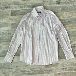 Alara Slim Fit 2 Ply Egyptian Cotton White Purple Stripe Men's Long Sleeve C16